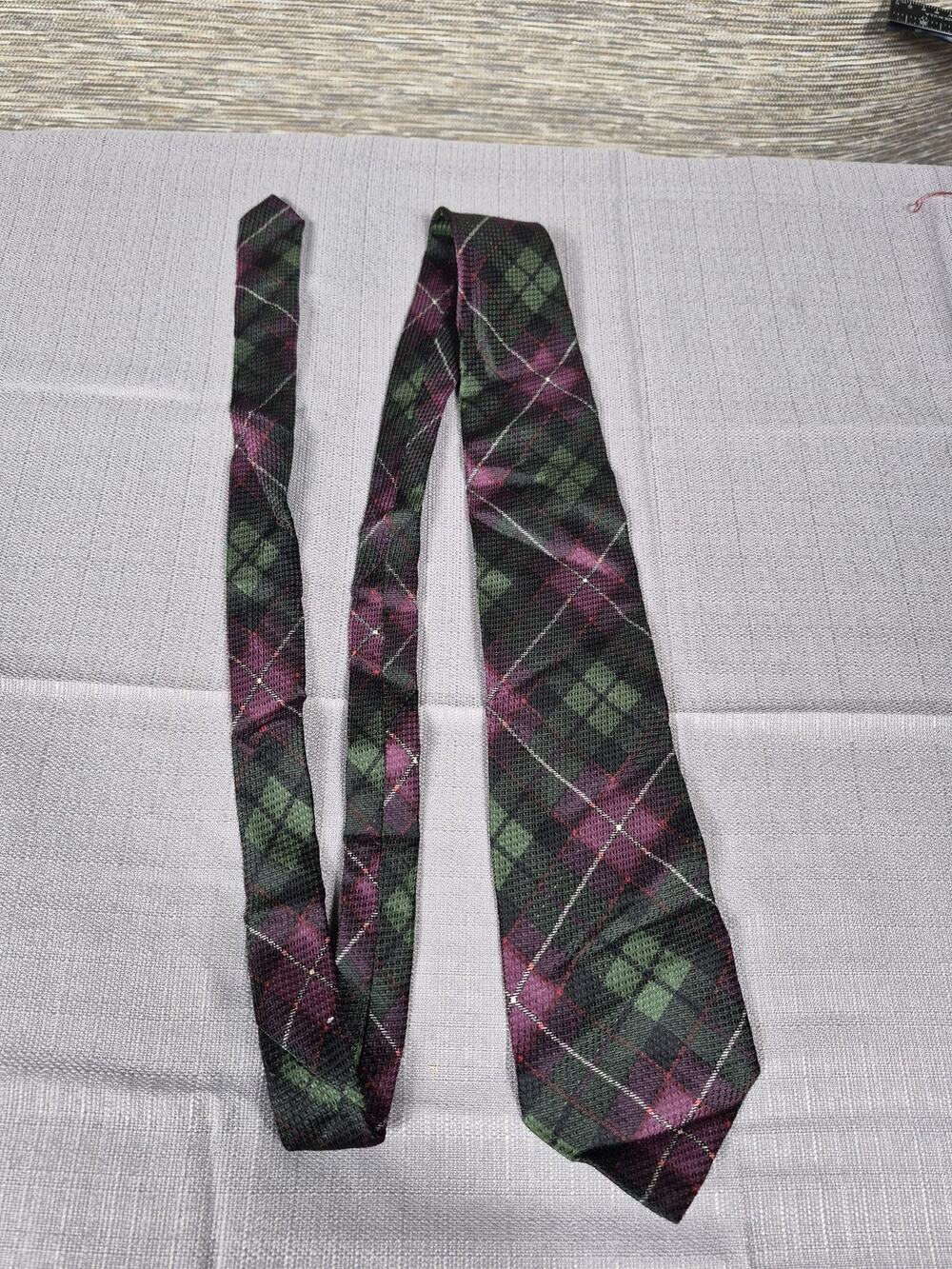 Mens Green Tartan Plaid Tie Classic Woven Necktie One Size Dress Business